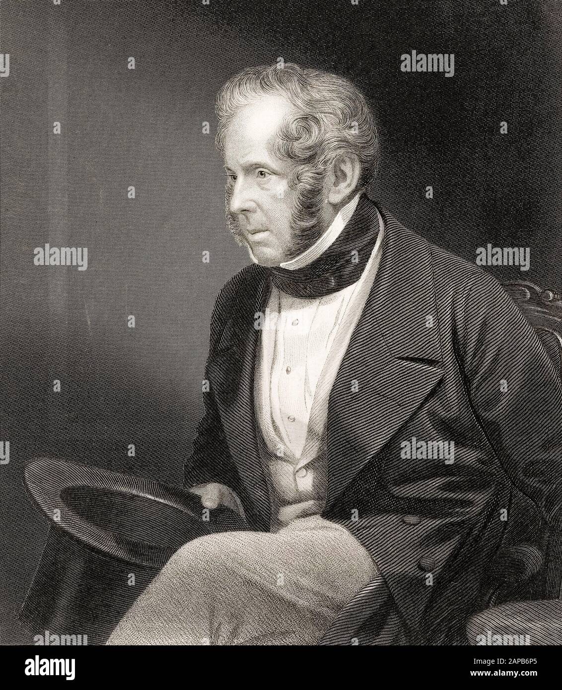 Henry John Temple, Lord Palmerston, 3rd Viscount Palmerston (1784-1865), twice British Prime Minister, portrait engraving by William Holl (after Mayall), 1862-1871 Stock Photo