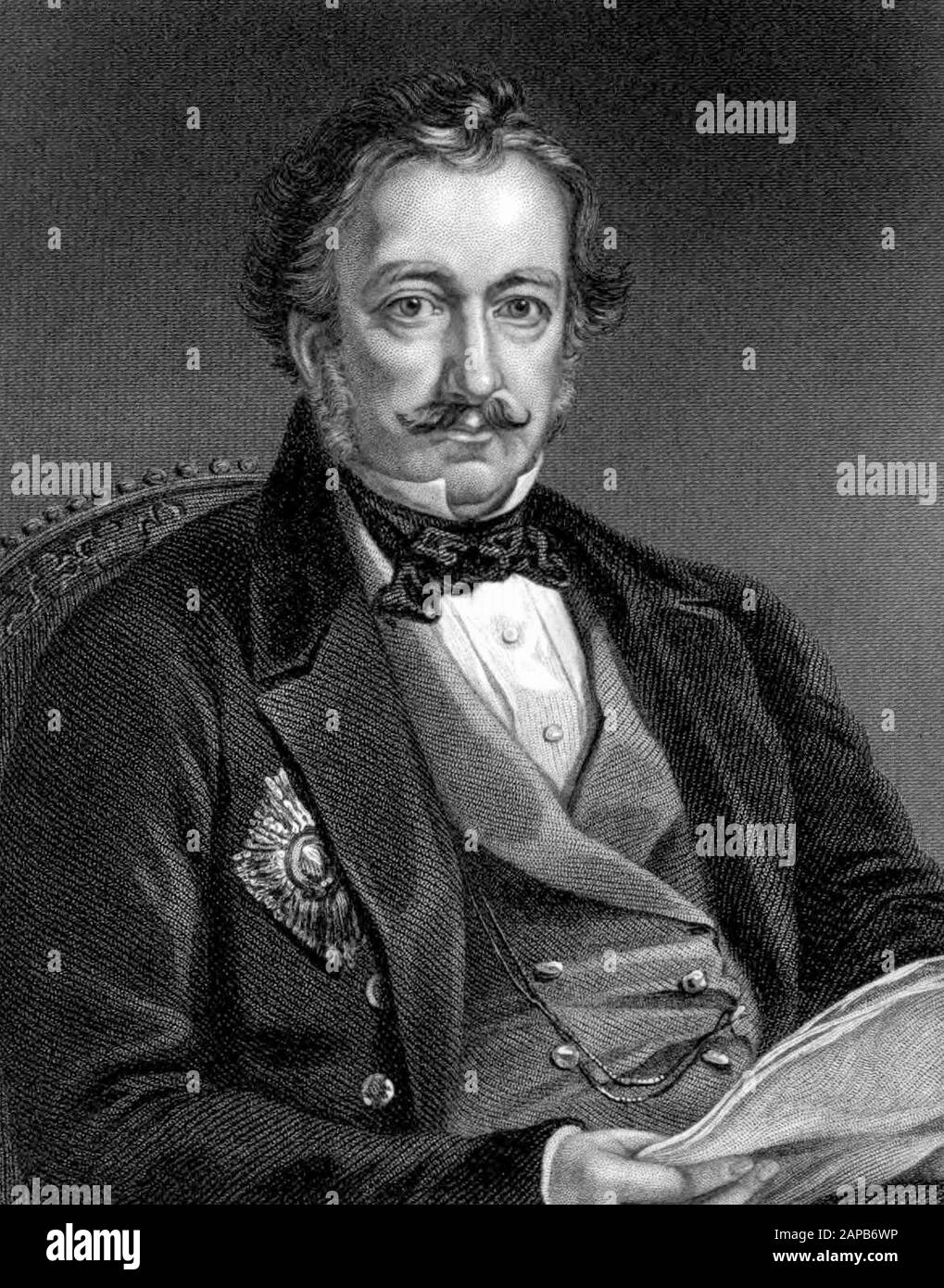 Lieutenant General Sir Henry Pottinger (1789-1856), 1st Baronet, first Governor of Hong Kong, portrait engraving, by E. H. Nolan, 1860 Stock Photo