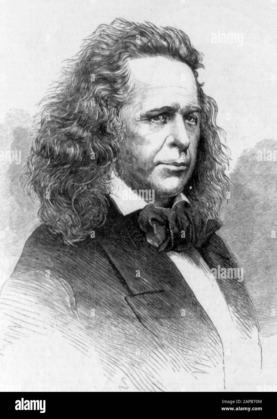 Elias Howe Jr (1819-1867), inventor of the lockstitch sewing machine, portrait engraving, 1867 Stock Photo