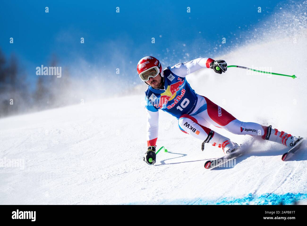 Carlo Janka of Switzerland at the Ski Alpin: 80. Hahnenkamm Race 2020 - Audi FIS Alpine Ski World Cup - Men's Downhill Training at the Streif on January 22, 2020 in Kitzbuehel, AUSTRIA. (Photo by Horst Ettensberger/ESPA-Images) Stock Photo
