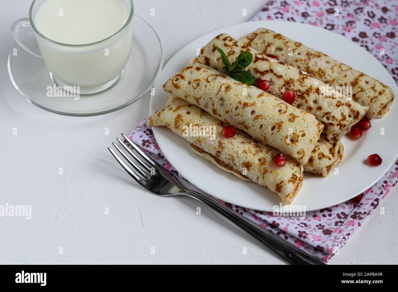 Pancakes With Homemade Cottage Cheese Sour Milk Fermented Product