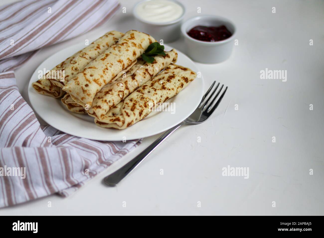 Pancakes With Homemade Cottage Cheese Sour Milk Fermented Product