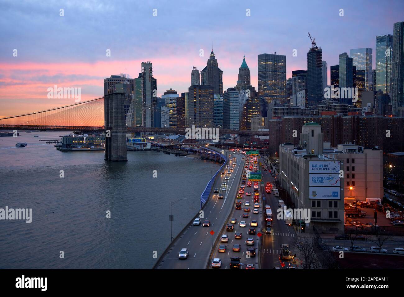 Sunset With Brooklyn Bridge And Downtown Manhattan Skyline New York City Stock Photo Alamy Sunset With Brooklyn Bridge And Downtown Manhattan Skyline New York City Stock Photo Alamy