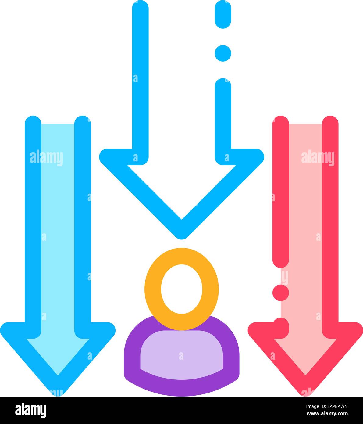 Man Down Arrows Icon Vector Outline Illustration Stock Vector Image