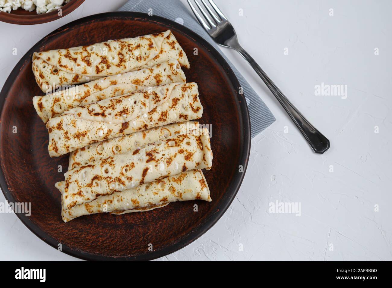 Pancakes With Homemade Cottage Cheese Sour Milk Fermented Product