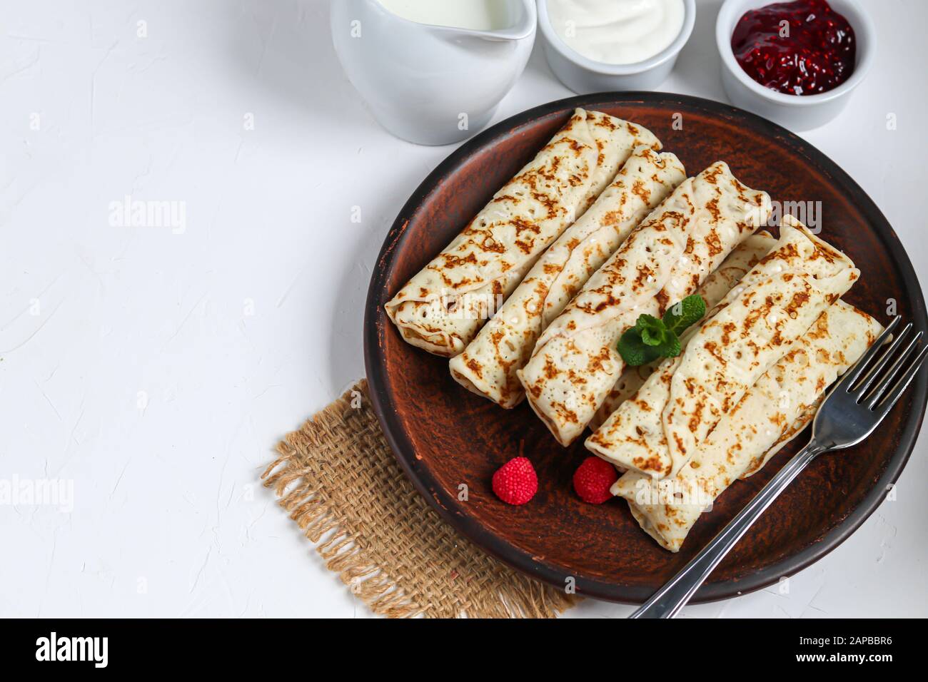 Pancakes With Homemade Cottage Cheese Sour Milk Fermented Product