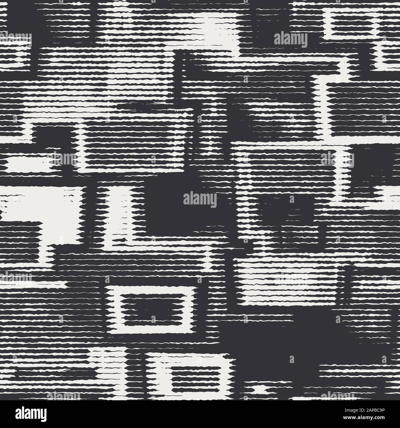 Mottled grungy geo boxes washed effect seamless Stock Vector