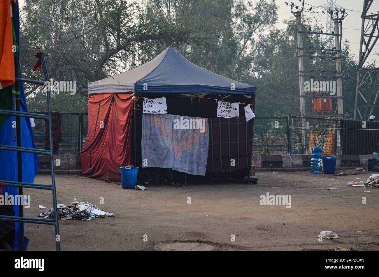 Women Protest against CAA & NRC, Shaheen Bagh, New Delhi, India- January 12, 2020: Free Medical Camp at protest site Shaheen Bagh, New Delhi, India. Stock Photo