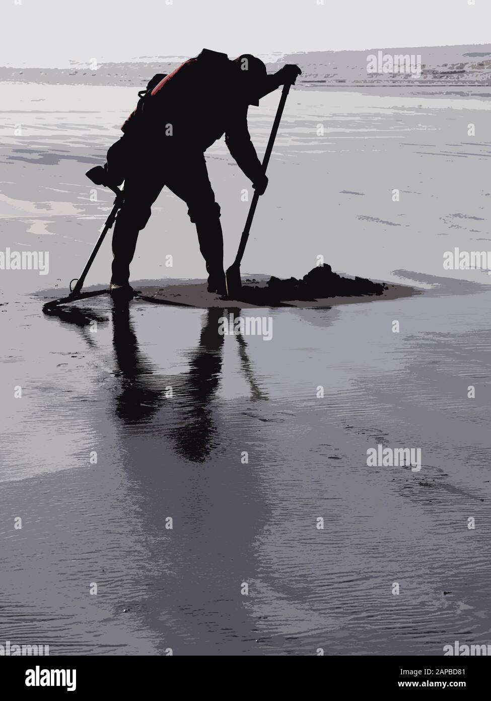 Metal Detecting on a Somerset beach in UK Stock Photo Alamy