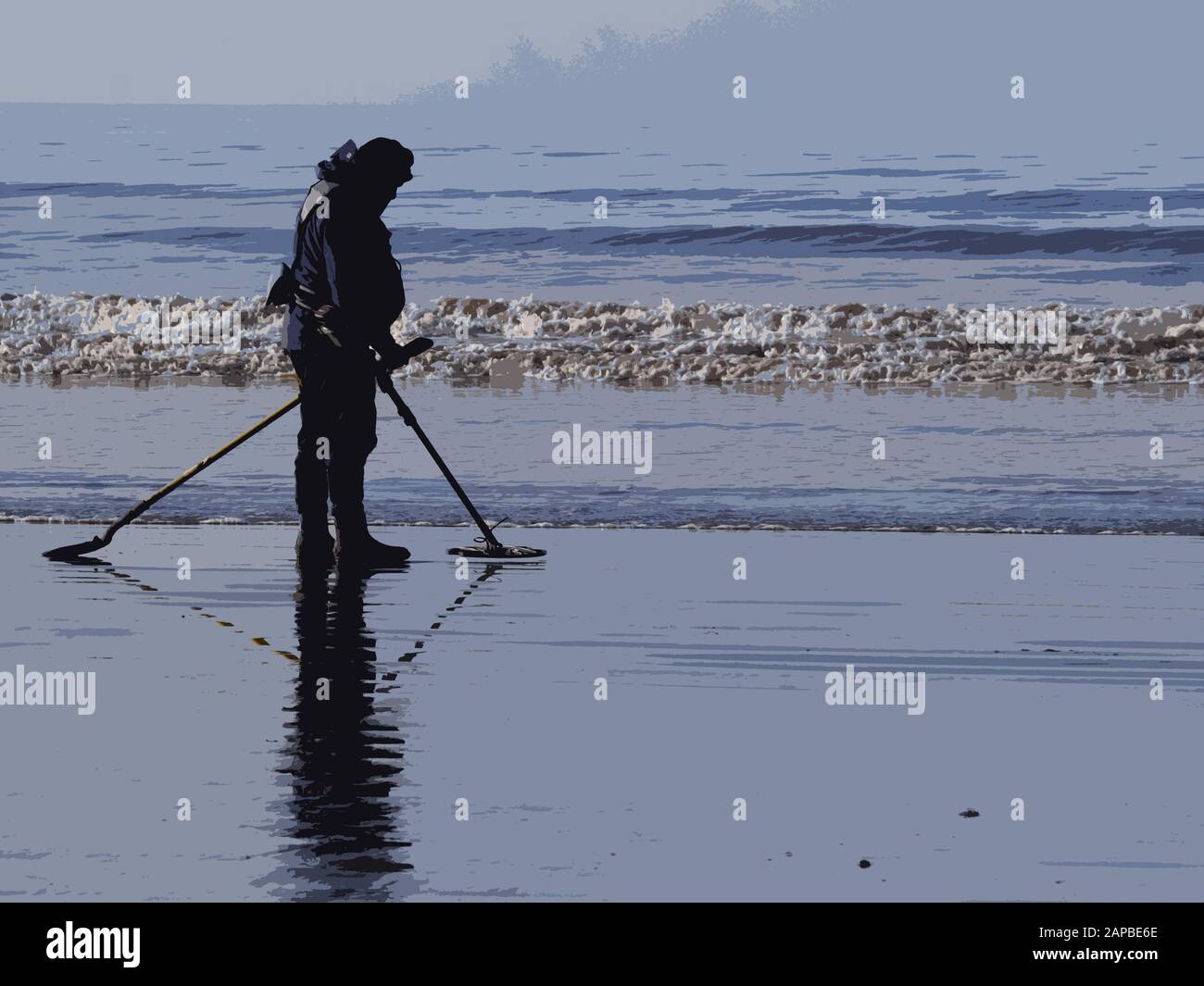 Metal Detecting on a Somerset beach in UK Stock Photo Alamy