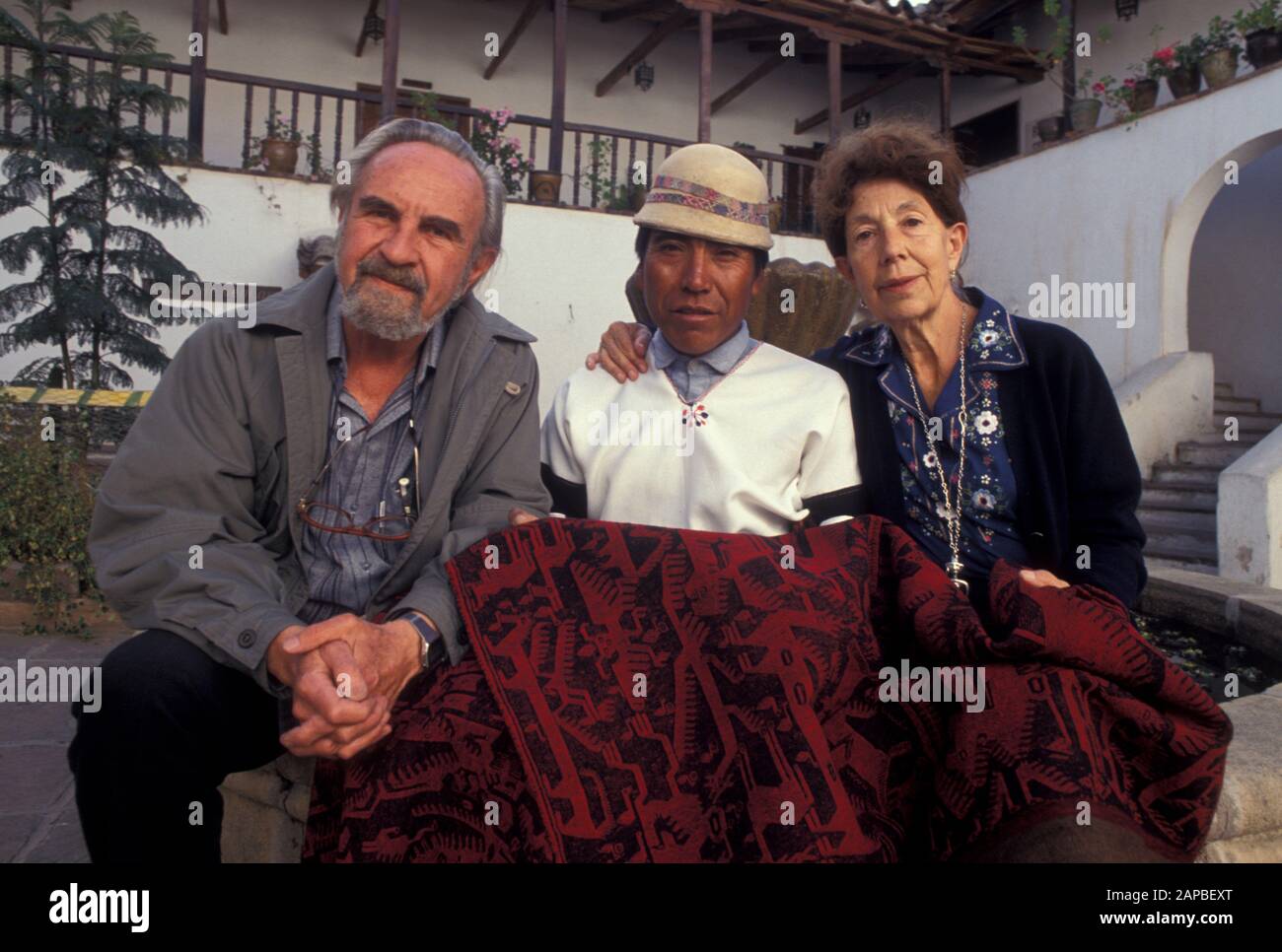 BOLIVIA  Founders of ASUR cooperative, Sucre, with a Jalq'a weaver  photo by Sean Sprague Stock Photo