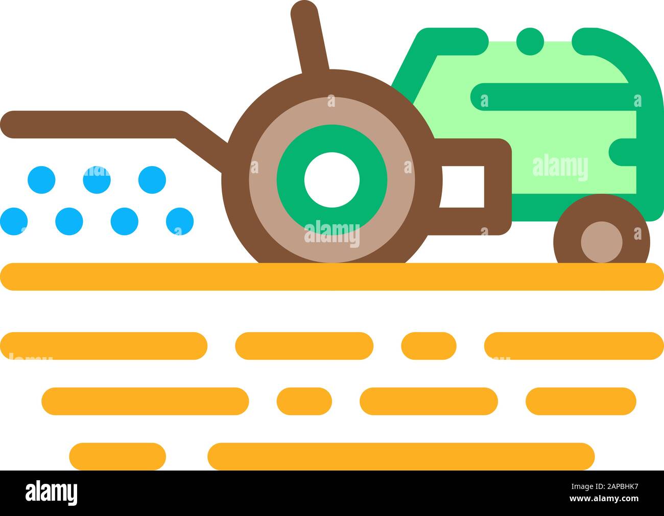 Tractor On Field Icon Vector Outline Illustration Stock Vector Image ...