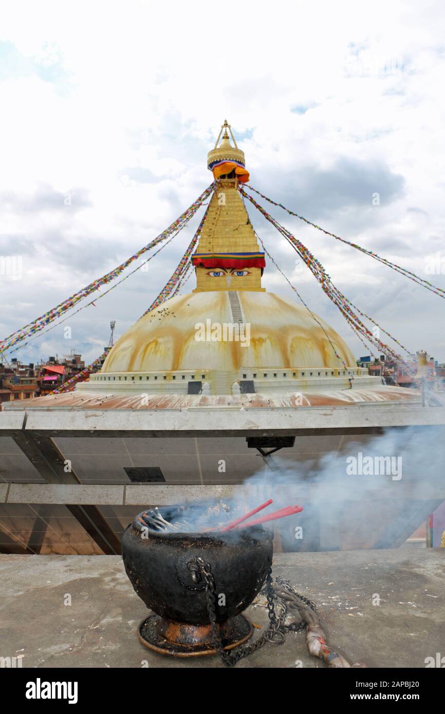 Incense and Buddhist temples in Nepal Stock Photo Alamy