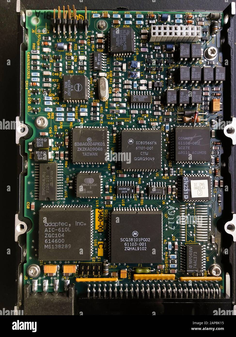 Circuit board from a circa 1992 hard drive seen on Thursday, January 9