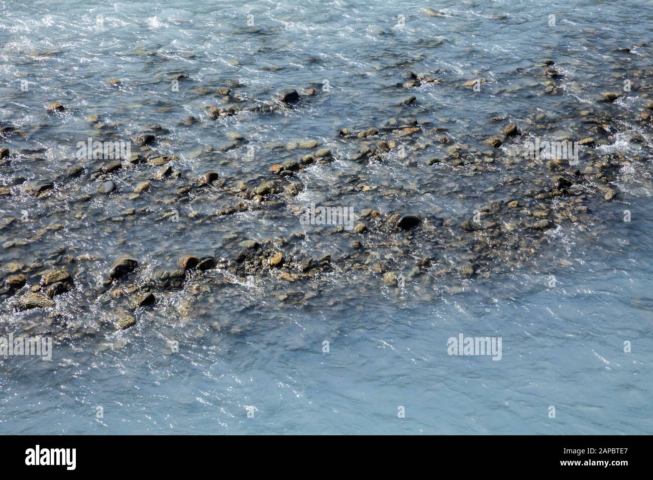 A closeup of the silty water of the Hoh river in Olympic National Park, Washington State, USA. Stock Photo