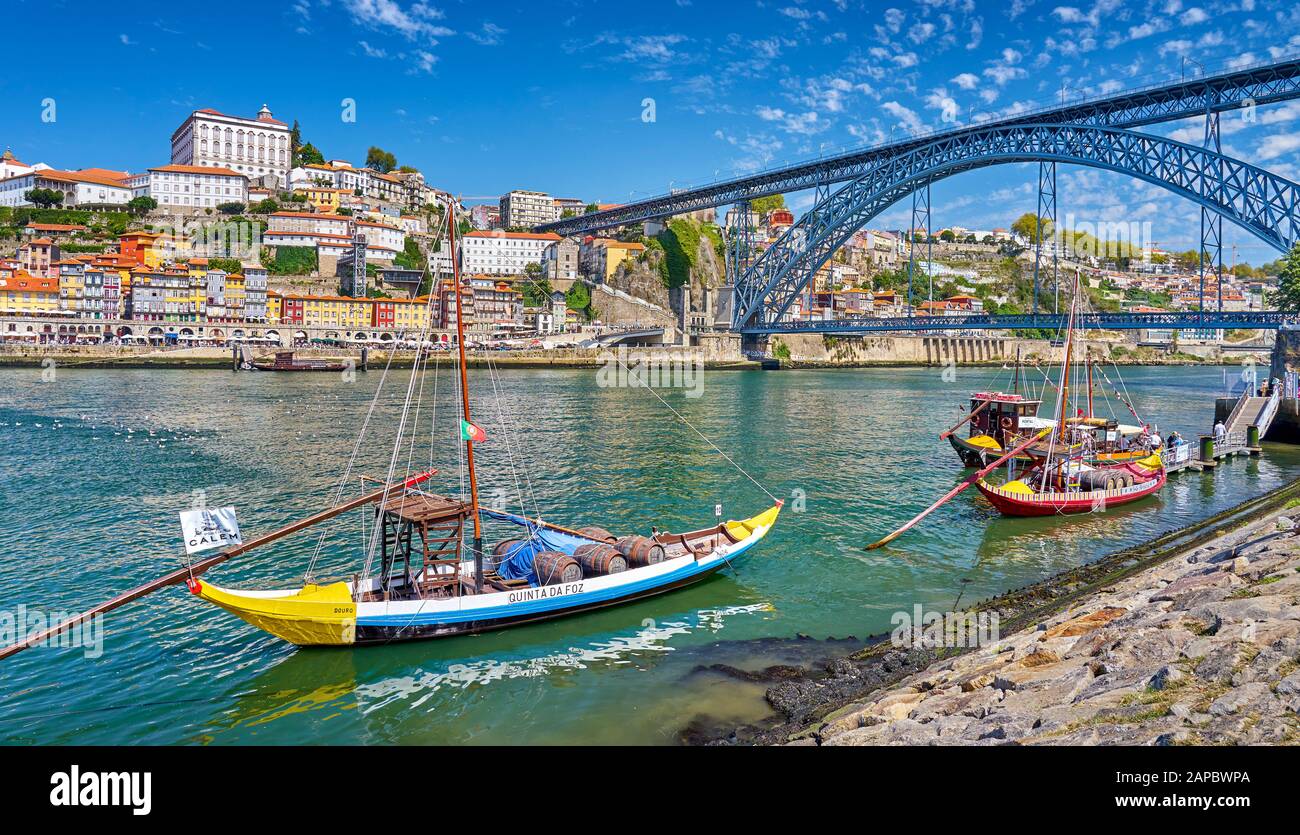 Traditional Rabelo Boats, Porto, Portugal Stock Photo - Alamy