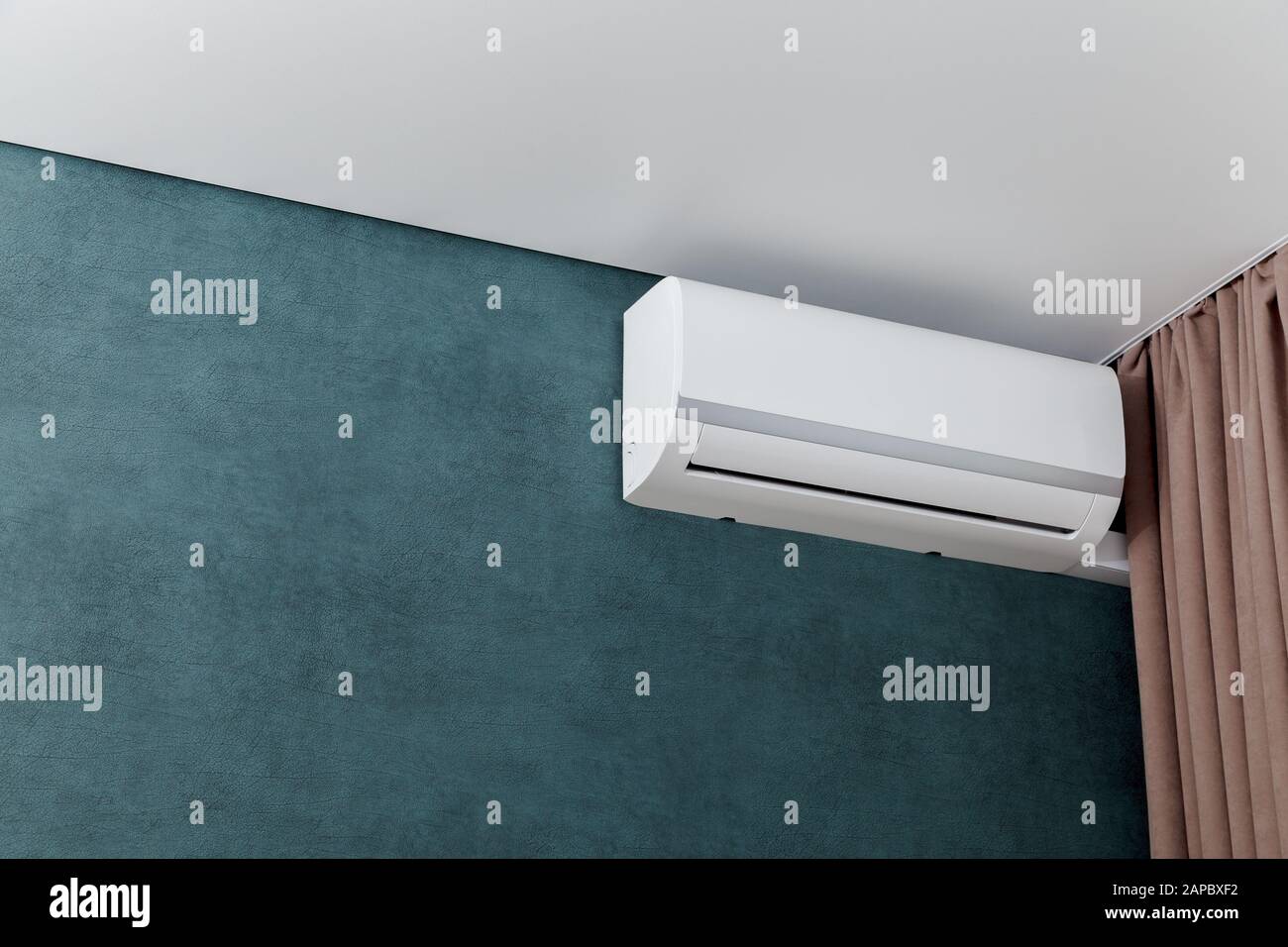 Air conditioner on wall, shallow dept of field Stock Photo