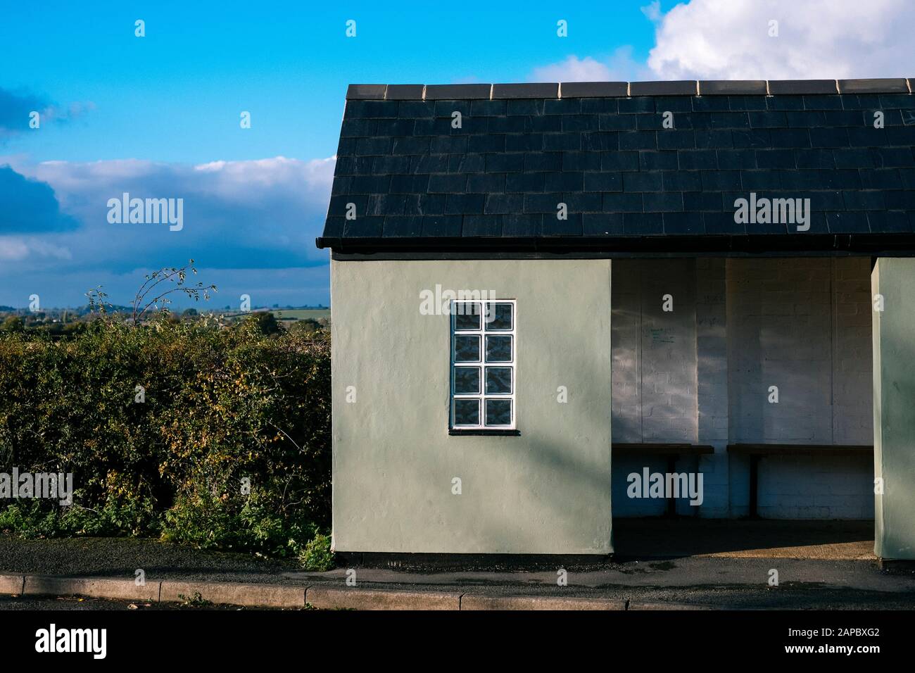 A rural bus stop in Bugbrooke, Northamptonshire Stock Photo Alamy
