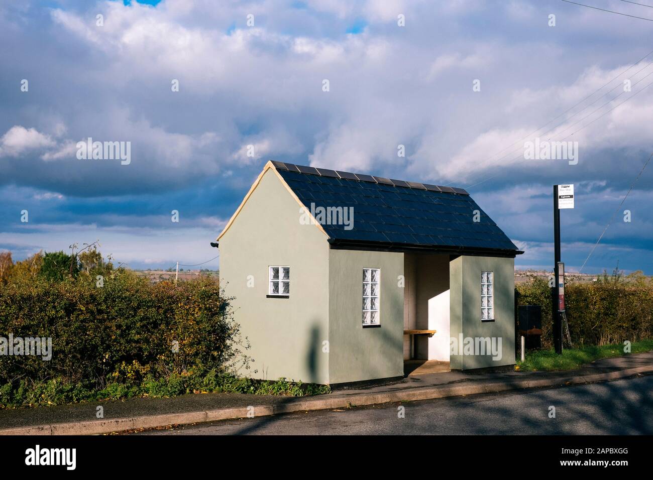 A rural bus stop in Bugbrooke, Northamptonshire Stock Photo Alamy