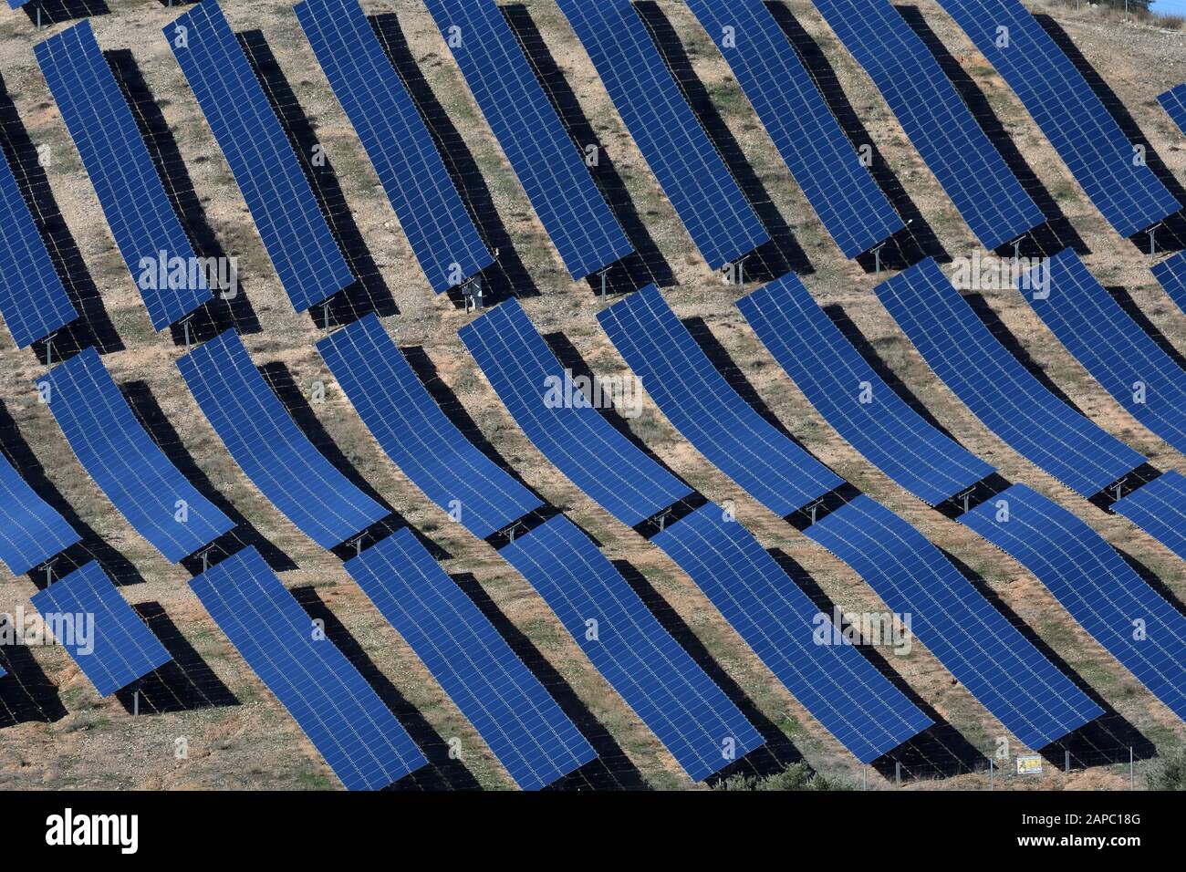Clean energy (solar panels) in the fields of Andalucia Stock Photo