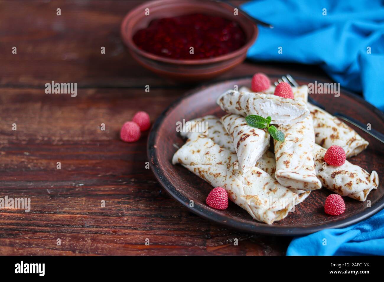 Pancakes With Homemade Cottage Cheese Sour Milk Fermented Product