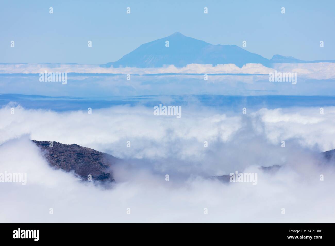 Teide volcano, Teide National Park, Tenerife island, The Observatorio Astrofisico del Roque de los Muchachos, El Paso and Garafia municipalities, La P Stock Photo