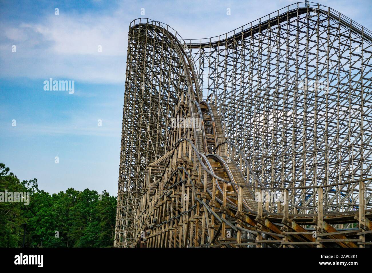 The famous wooden roller coaster the El Toro at Six Flags Great