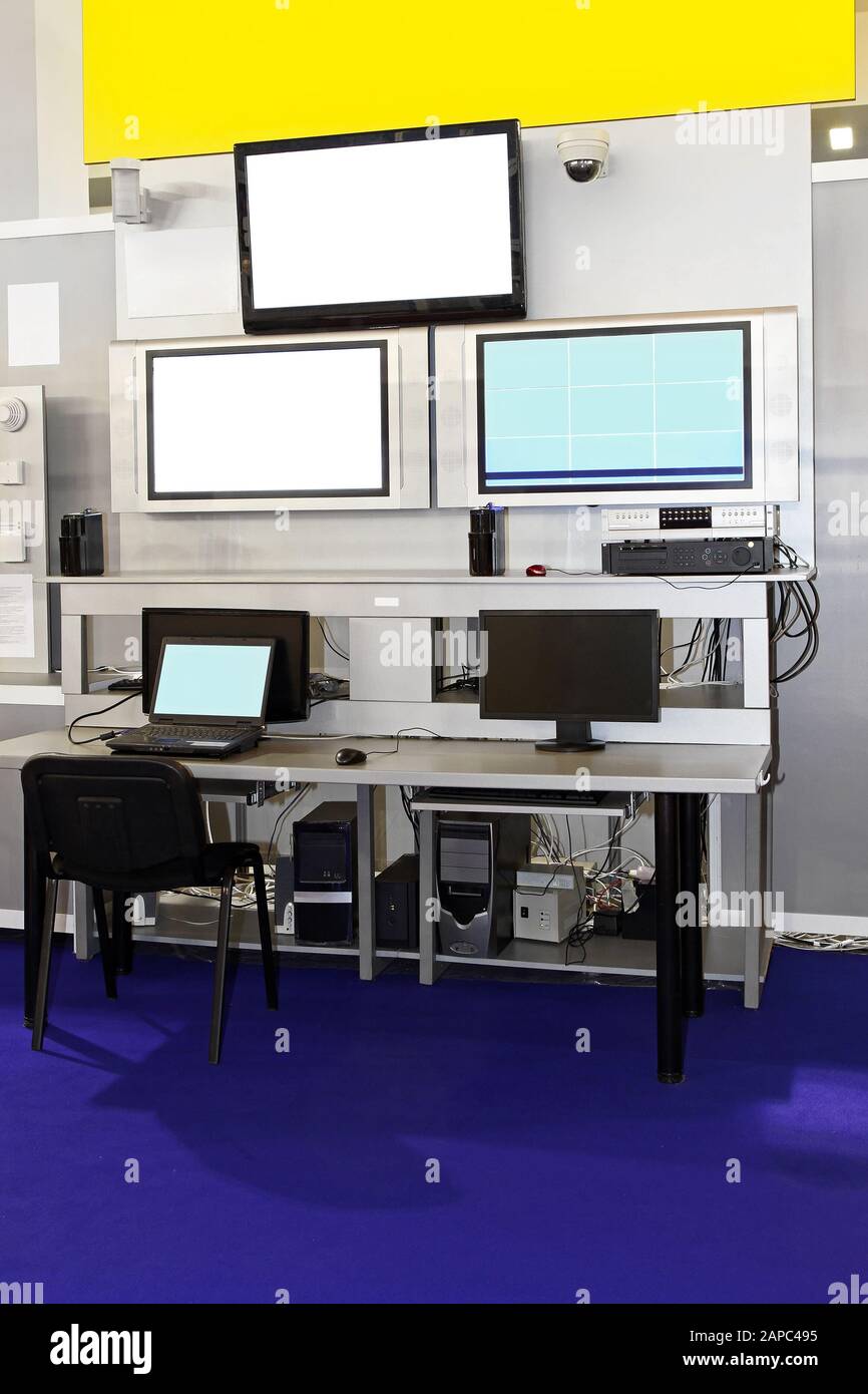 Security surveillance center with monitors and screens Stock Photo Alamy