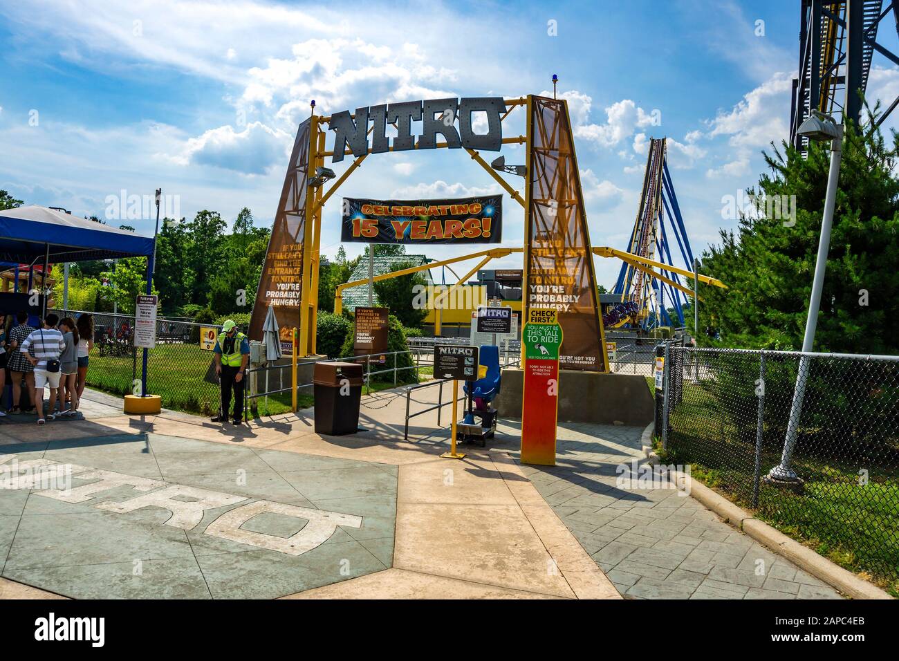 Guests having fun at Six Flags - Guests Having Fun At Six Flags Great Adventure A Famous Amusement Park Located In Jackson Township New Jersey 2APC4EB 