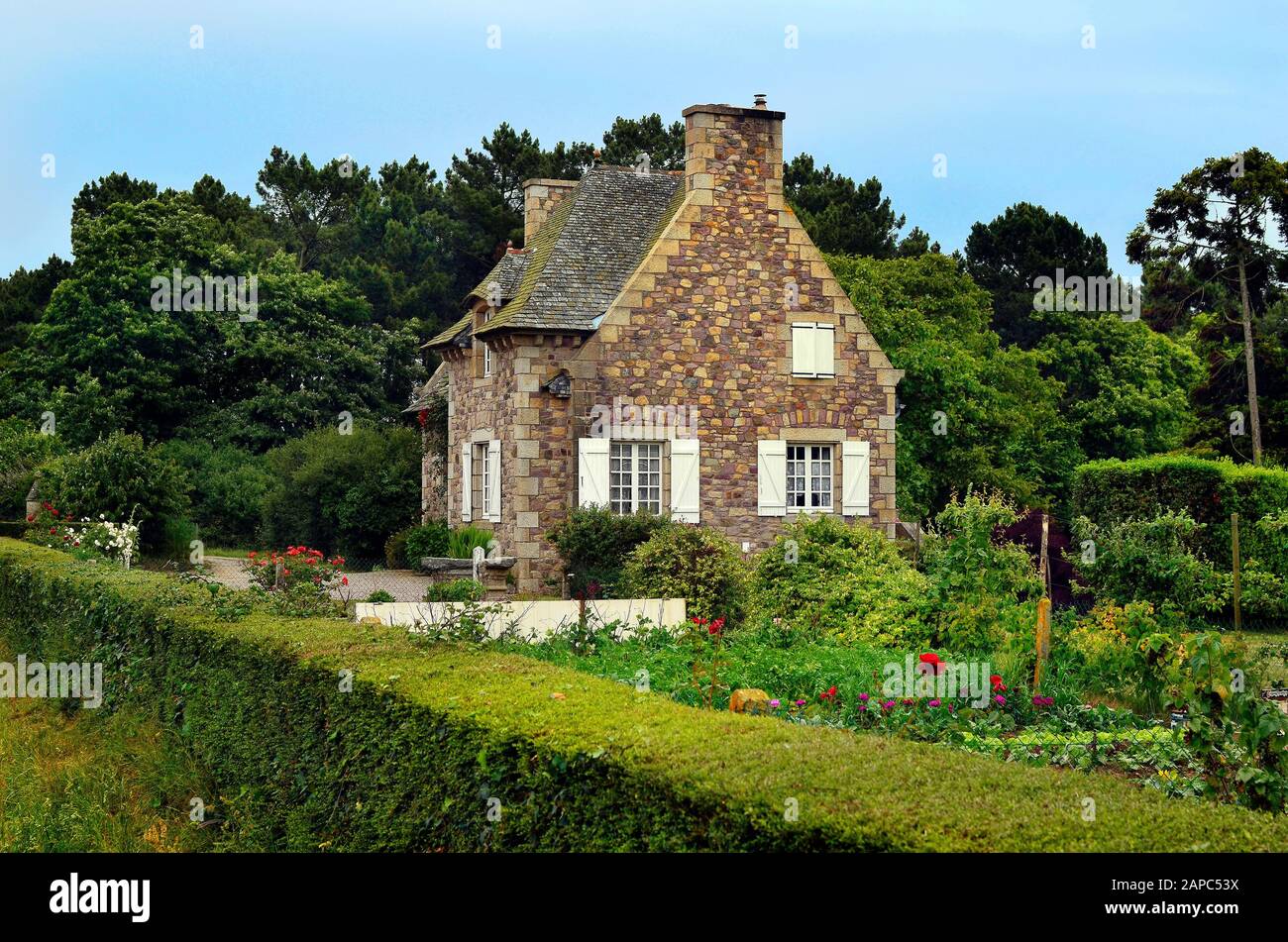 France, Brittany,traditional stone built home Stock Photo