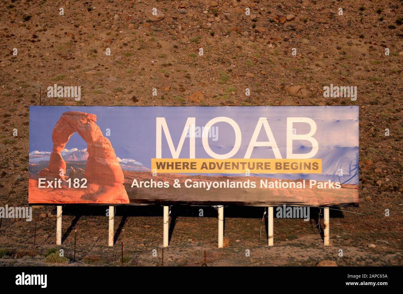 Welcome road sign in moab Stock Photo
