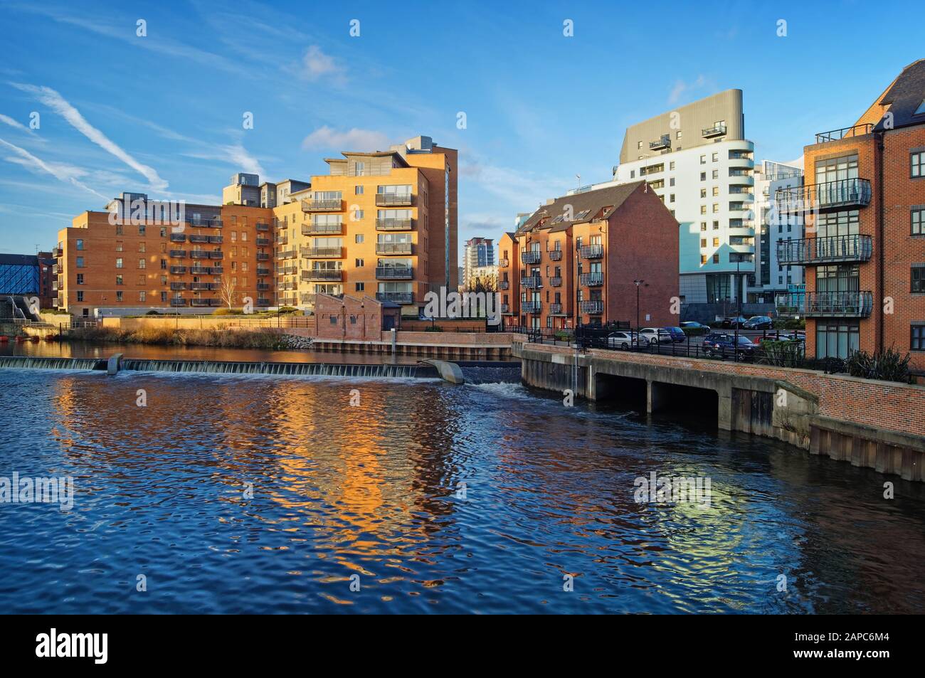 UK,West Yorkshire,Leeds,River Aire at Merchants Quay Stock Photo Alamy