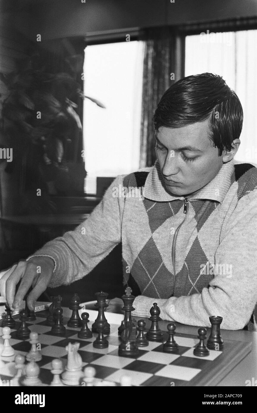 World chess champion Anatoly Karpov training in a gym Stock Photo