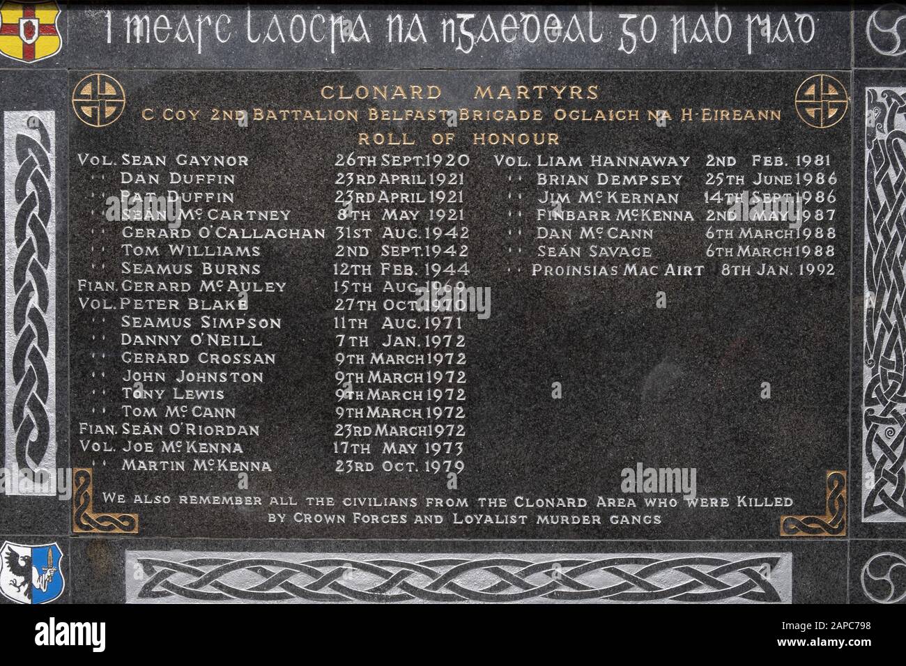 Memorial plaque belfast irish hires stock photography and images Alamy