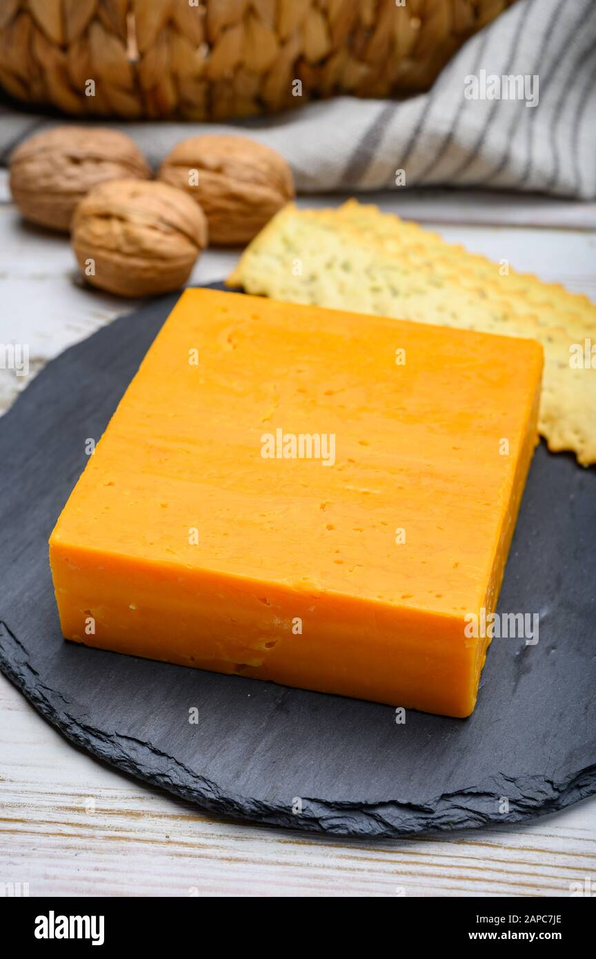 Leicestershire cheese or red leicester, British hard cheese made from