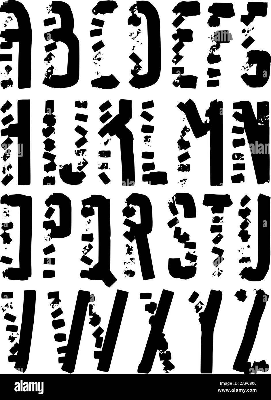 Hand drawn alphabat lettering isolated on white background. Doodle