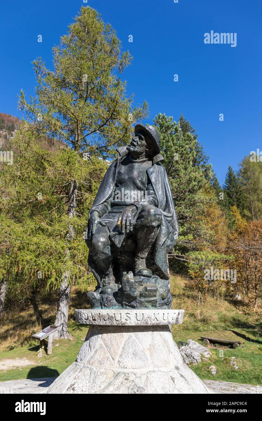 Dr. Julius Kugy monument in Trenta, Slovenia Stock Photo