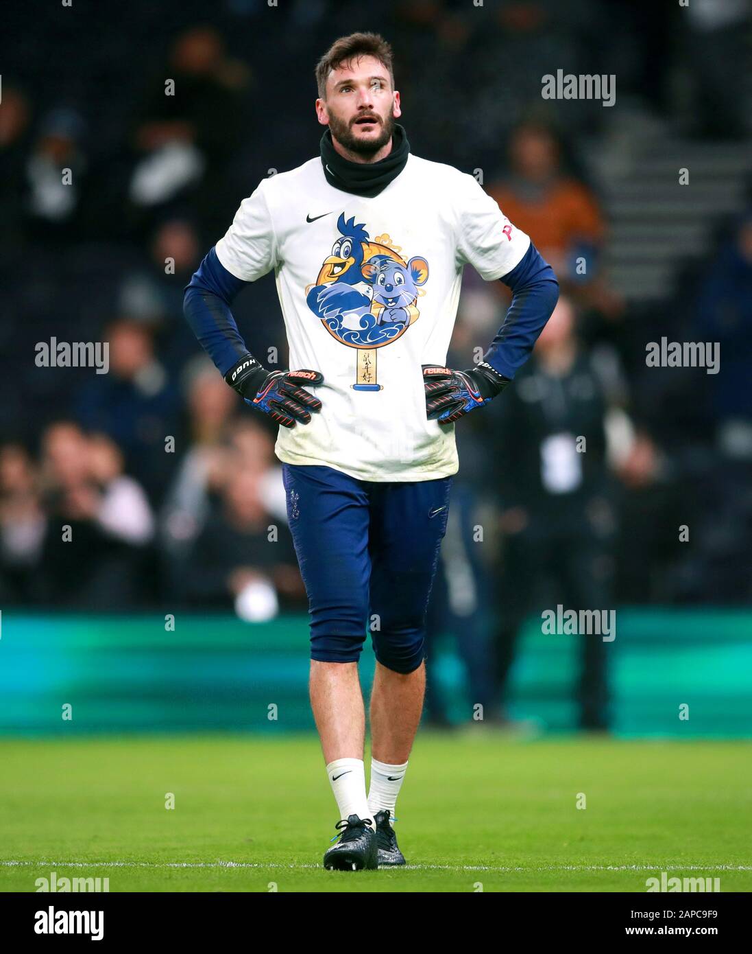 Tottenham Hotspur goalkeeper Hugo Lloris during the pre-match warm up ...