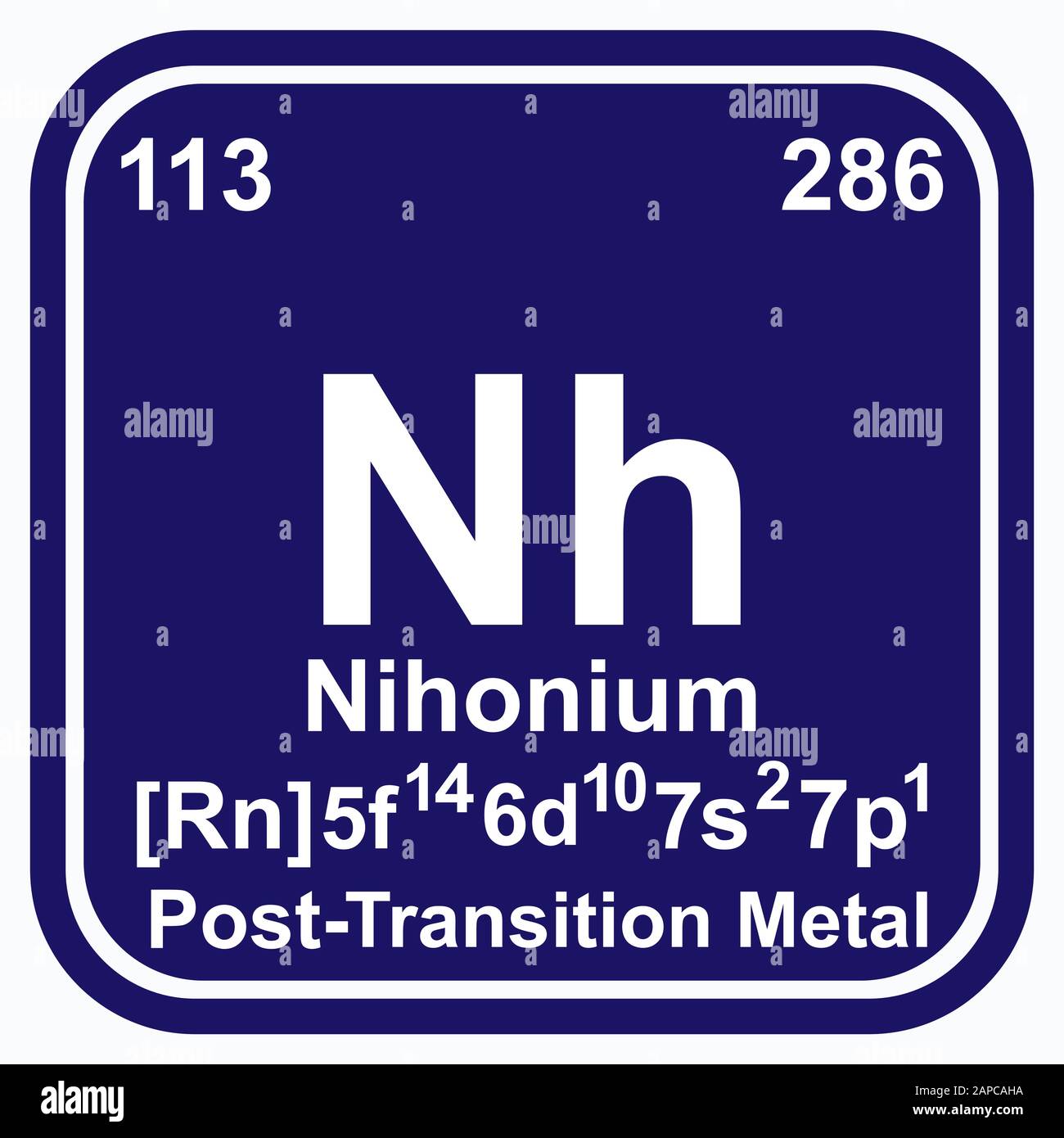 Nihonium Periodic Table of the Elements Vector illustration eps 10 Stock Vector