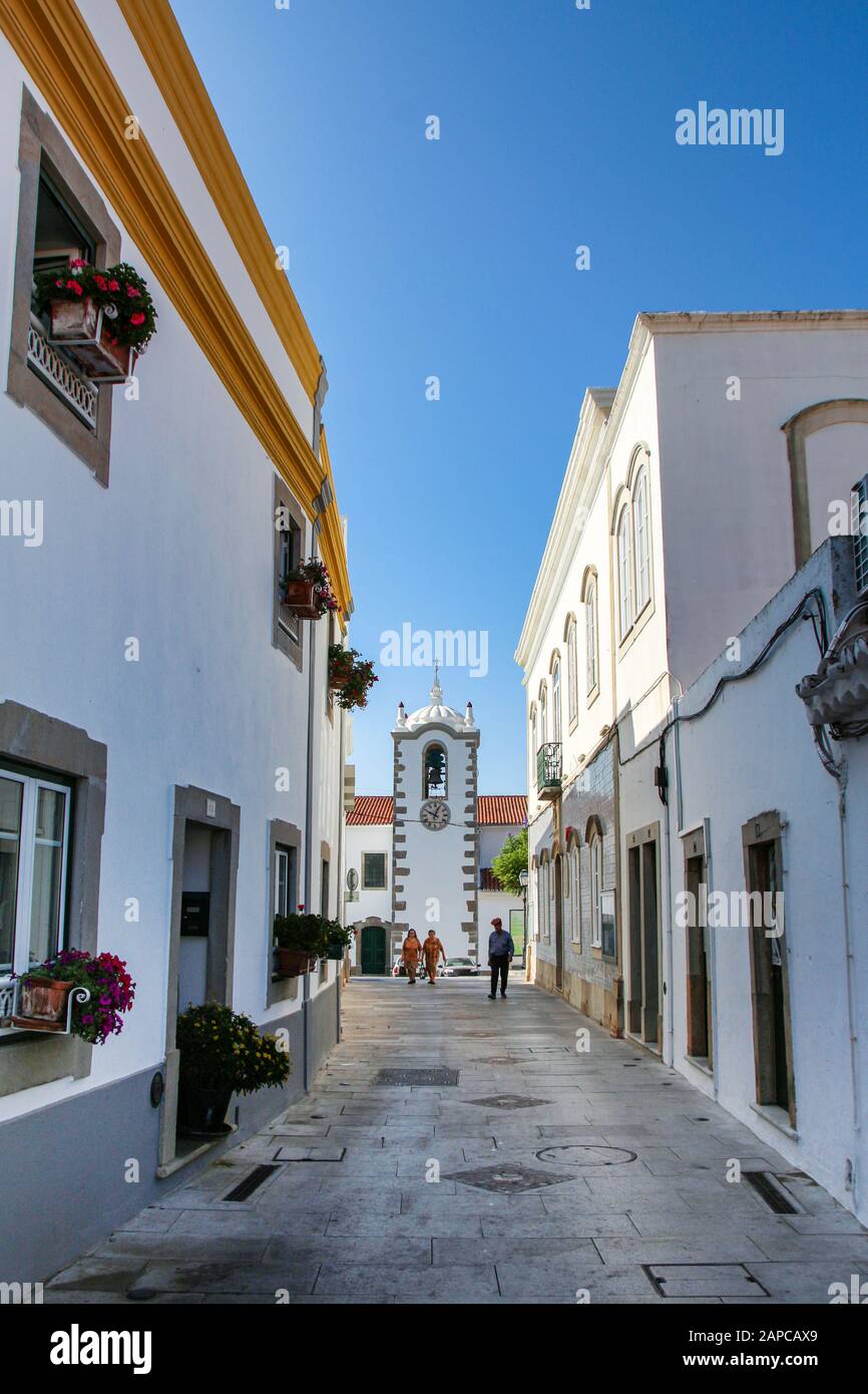 View Of The Renovated Sao Bras De Alportel Main Plaza, Located In Portugal.  Stock Photo, Picture and Royalty Free Image. Image 88061377.