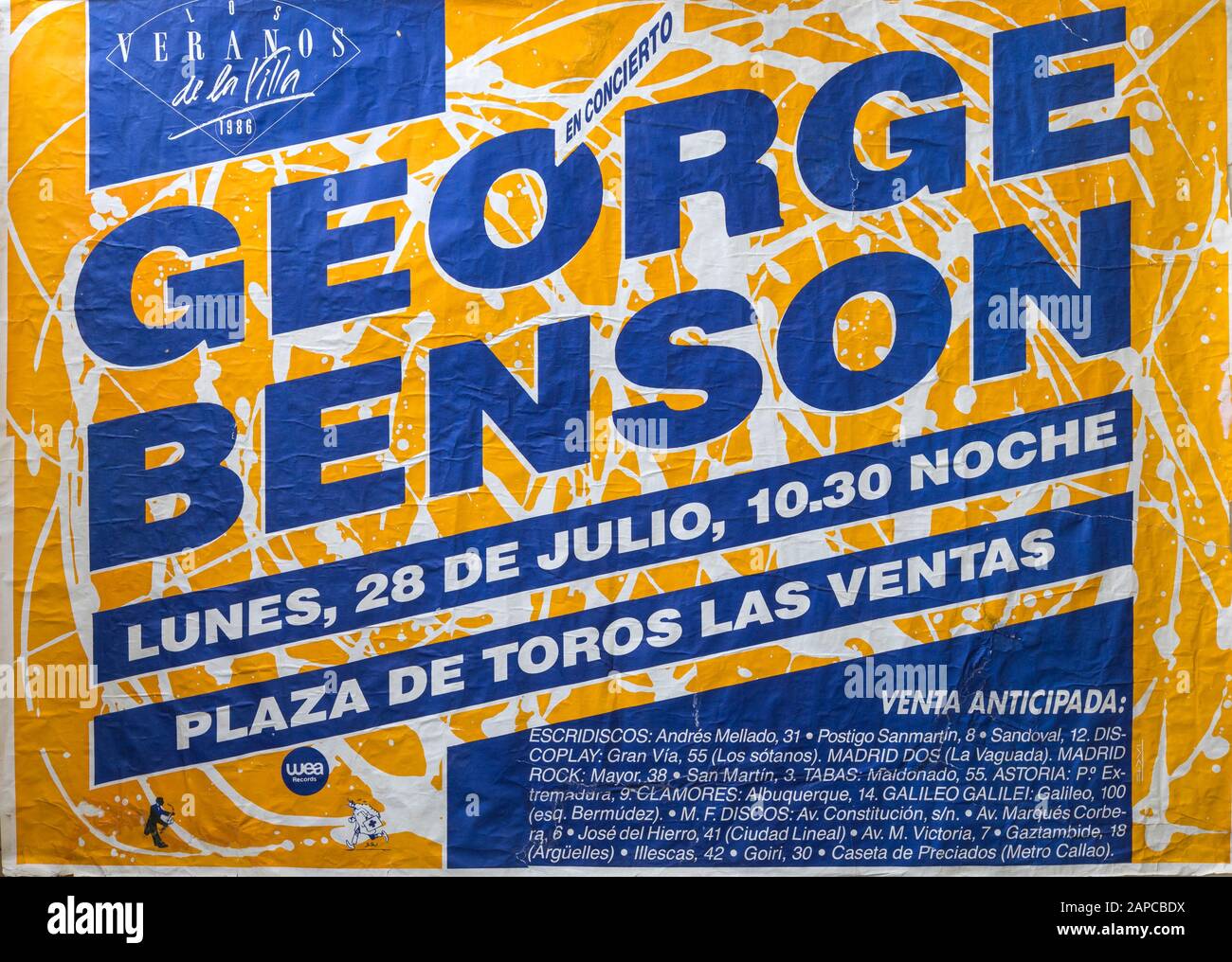 George Benson Madrid 1986 tour, Musical concert poster Stock Photo