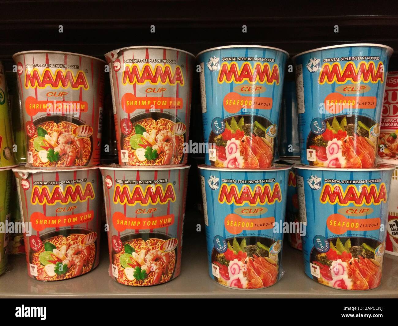 MAMA cup oriental style instant noodles with seafood flavour Stock