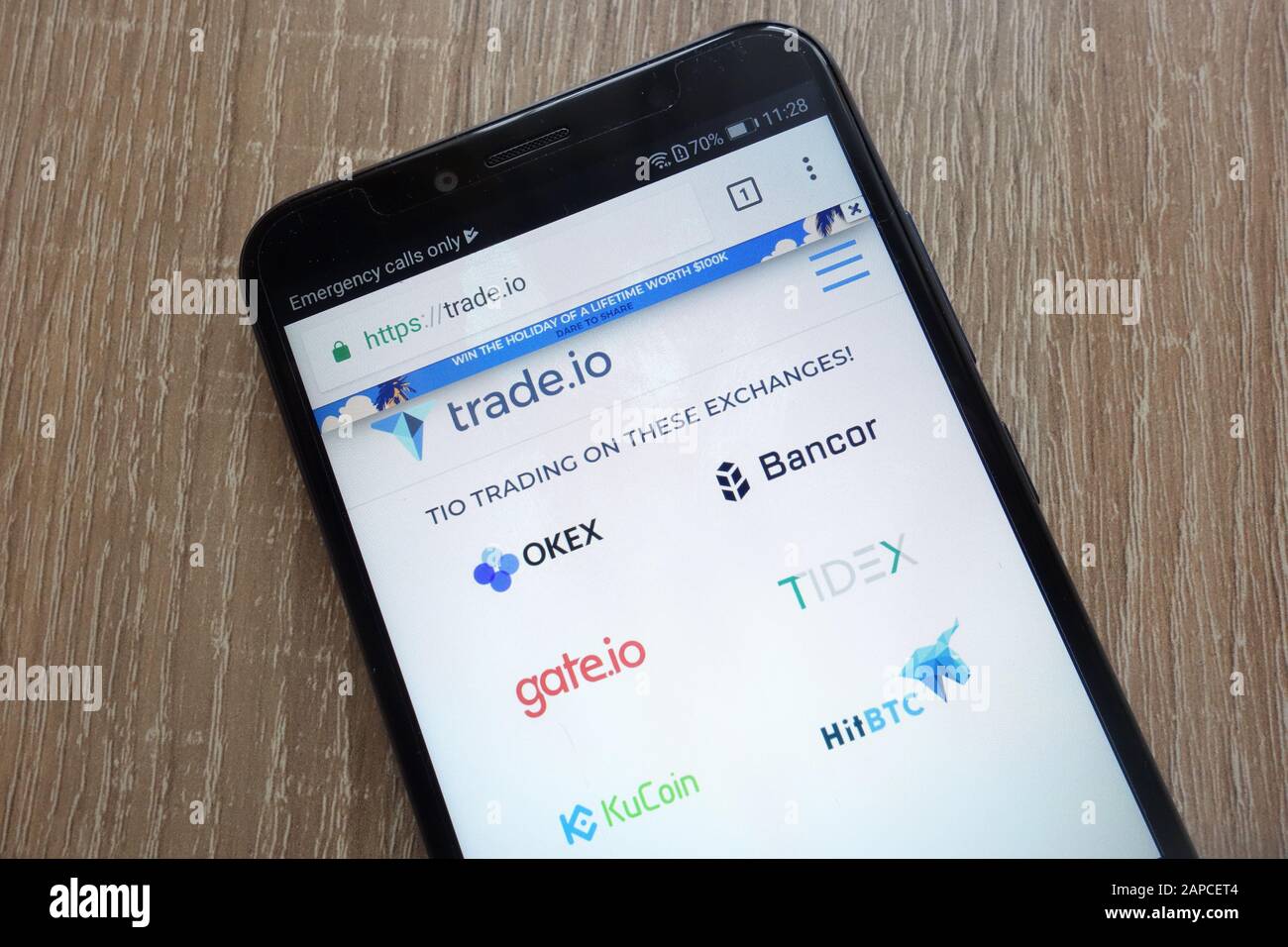 Trade Token (TIO) cryptocurrency website displayed on a modern smartphone  Stock Photo - Alamy