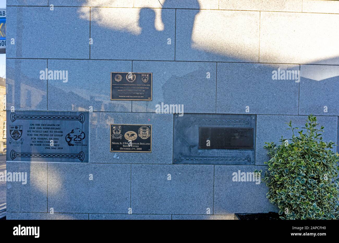 Leixlip. The Plaza area in Leixlip, Kildare where various plaques