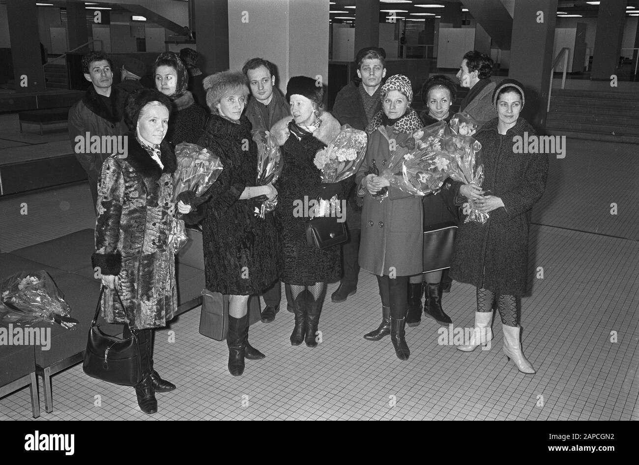 Arrival Russian topballet at Schiphol, number 14 Galina Ulanova, number 15, 16 and 17 the whole group Date: February 5, 1968 Location: Noord-Holland, Schiphol Keywords: arrivals, ballet Stock Photo
