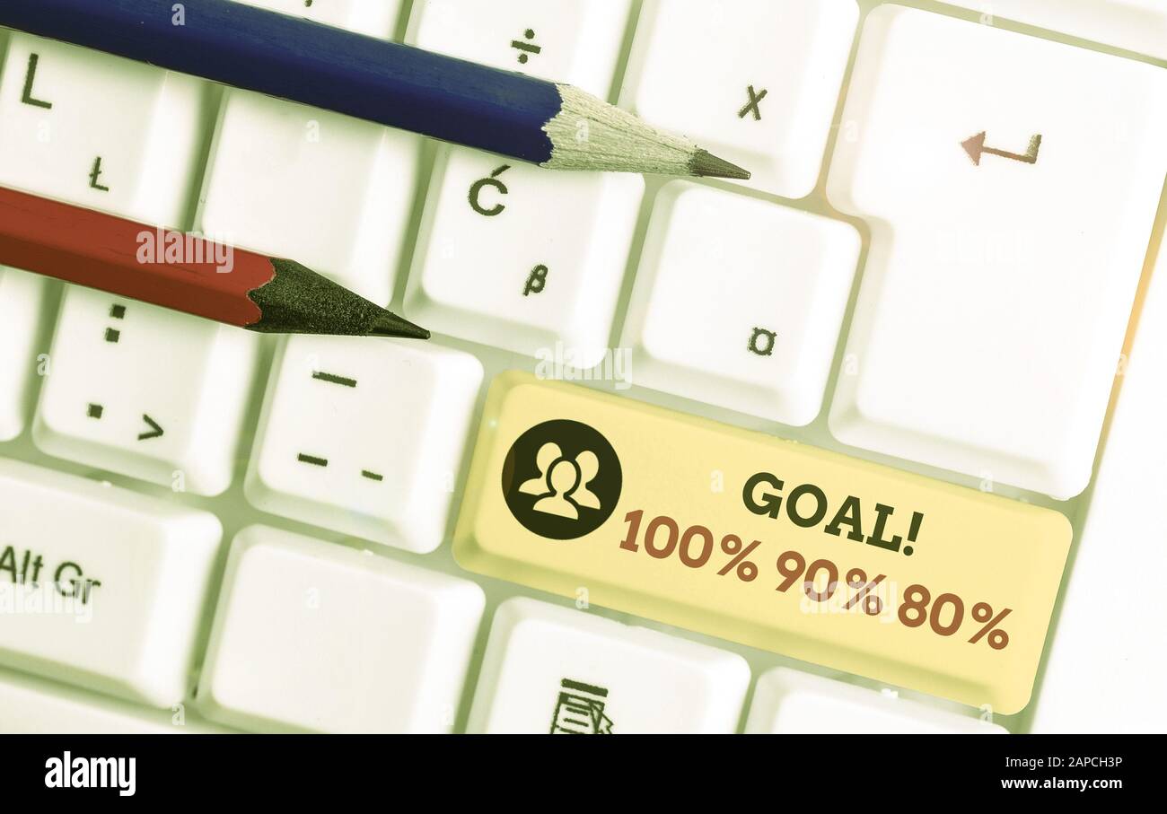 100 Objective Word writing text Goal 100 90 80. Business photo showcasing Percentage ...