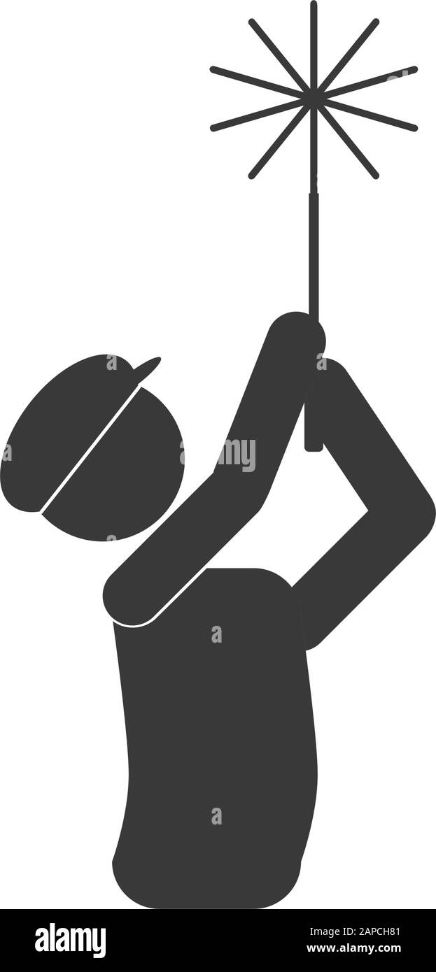 Chimney sweeper icon in action in vector Stock Vector