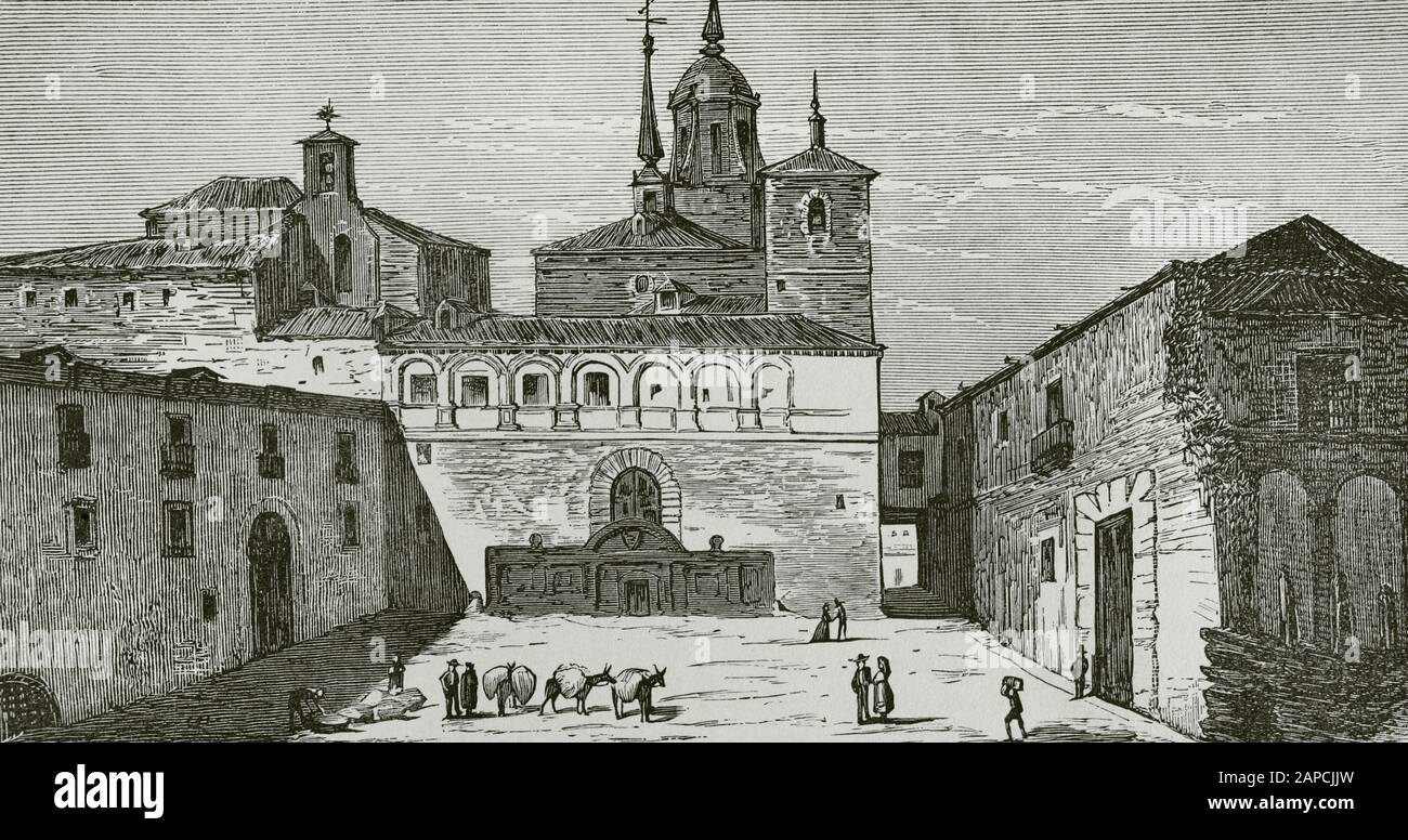 Spain, Madrid. Plaza de la Paja (Straw Square). Engraving, 19th century