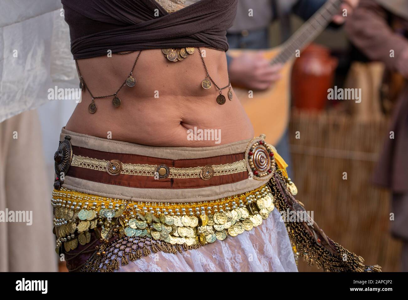 Detail view of the dress of belly dancer girl Stock Photo Alamy