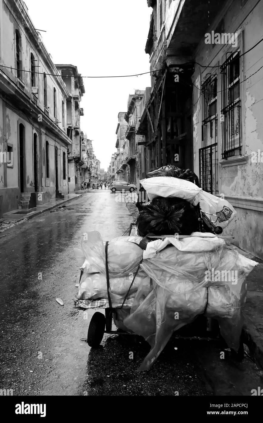 decay and garbage in the old town, Cuba, La Habana Stock Photo